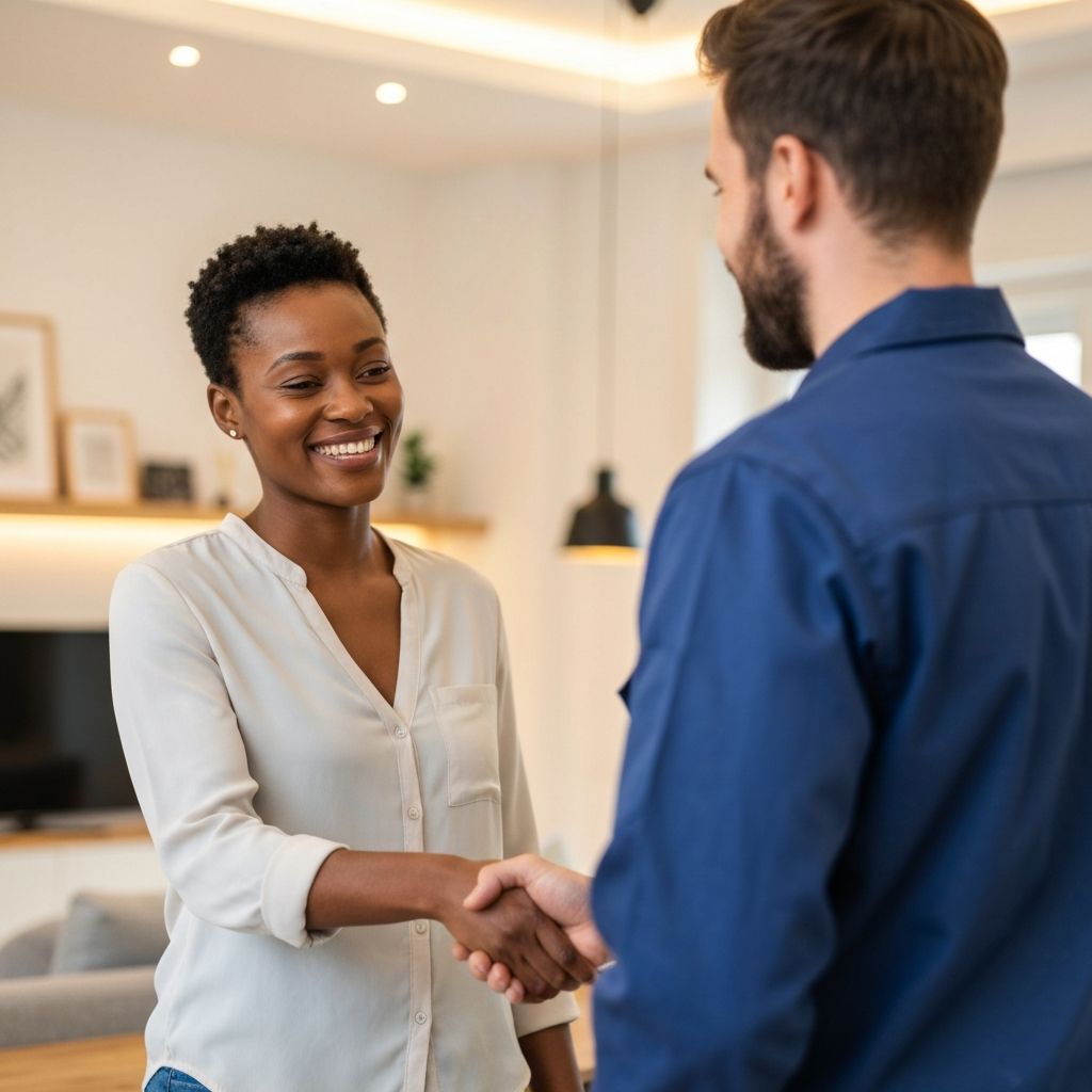 Client satisfait avec un artisan